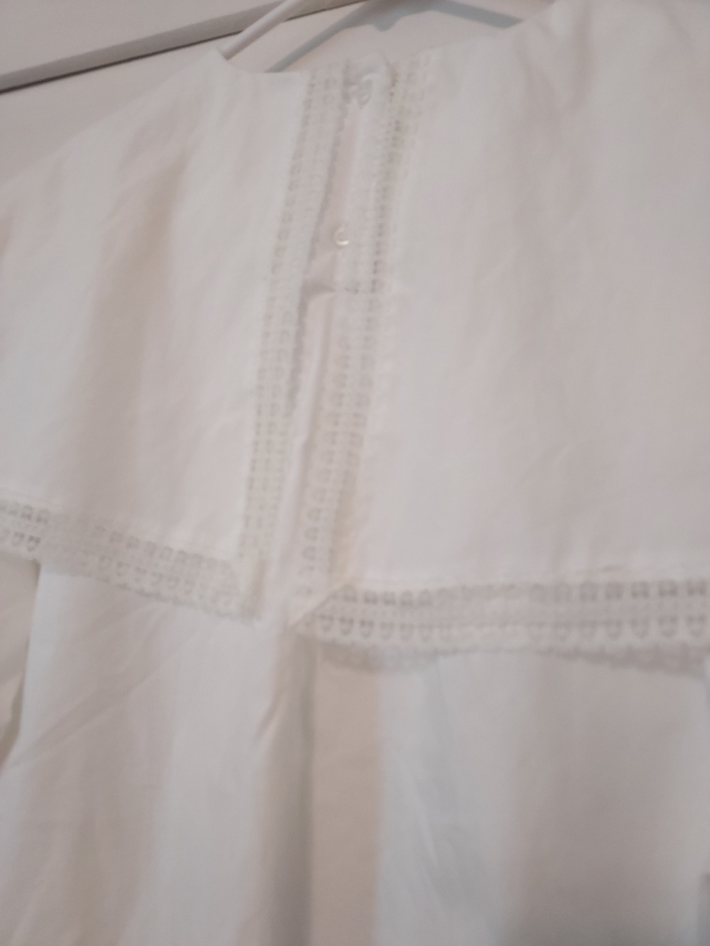 Vintage Sweet White Lace-Trim Bow Yoke Blouse Cottagecore Prairie Victorian Chic - Picture 5 of 10
